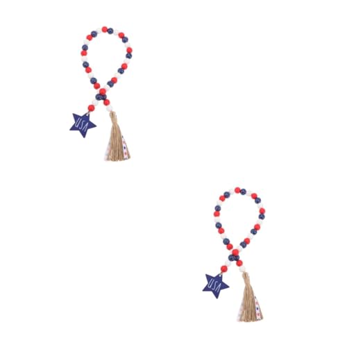 VICASKY 2 Stück Holzperlen Tassel Dekoration mit Baumwollseil Hängende Perlenkette für Unabhängigkeitstag Handgefertigte Wohnzimmertisch Deko Boho Wandverzierung für Party und Zuhause VICASKY 2 Stück Holzperlen Tassel Dekoration mit Baumwollseil Hängende Perlenkette für Unabhängigkeitstag Handgefertigte Wohnzimmertisch Deko Boho Wandverzierung für Party und Zuhause von VICASKY
