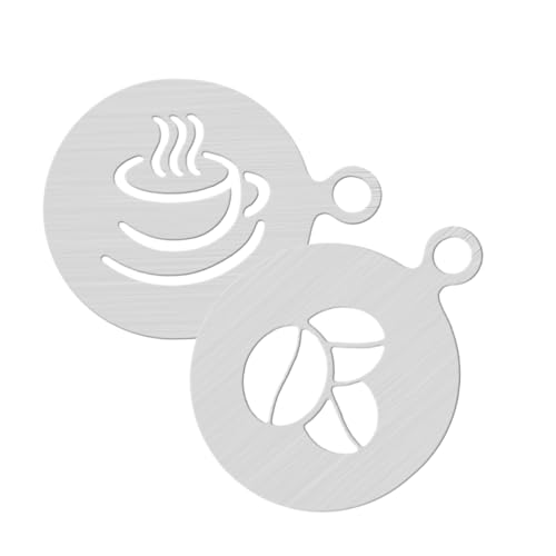 VICASKY 2 Stück Kaffee Schablonen für Latte Art Wiederverwendbare DIY Vorlagen für Cappuccino Torte Hot Einfach zu Reinigen Verwenden von VICASKY