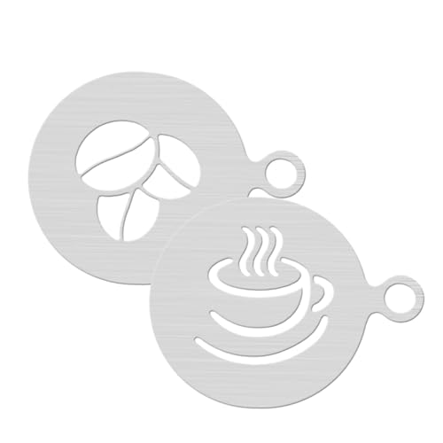 VICASKY 2 Stück Kreative Kaffeeschablonen Latte Art Schablonen für Kakao und Dekoration für Cappuccino Kuchen und Backen Flexibel und Leicht zu Reinigen von VICASKY