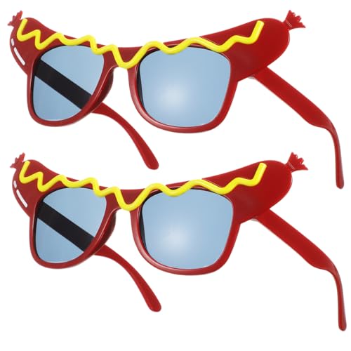 VICASKY 2 Stück Lustige Hot Dog Partybrillen aus Robustem Pflegeleicht für Themen und Festpartys Unterhaltsam für Geburtstage Hochzeiten und Firmenevents von VICASKY