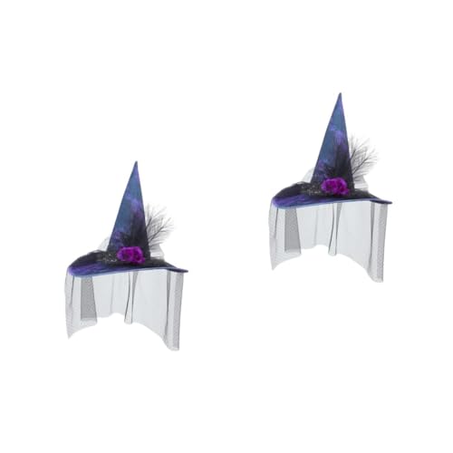VICASKY 2 Stück Luxuriöser Hexenhut mit Realistischen Blumen und Netzstoff Stilvolles Halloween Zubehör für Damen Stilvolles Hexenkostüm Accessoire für Themenpartys Cosplay und von VICASKY