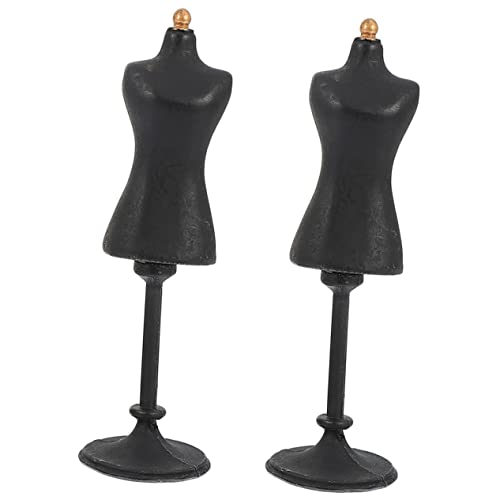 VICASKY 2 Stück Mini Mannequin Puppenständer für Kleidungsdisplay Schwarze Puppenhaus Zubehör für Kreative Gestaltung und Fotografie von VICASKY