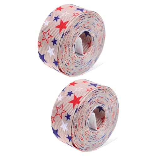 VICASKY 2 Stück Patriotisches Geschenkband Independence Day Langes Polyesterband mit Amerikanischem Unabhängigkeitsmuster Breit für DIY Dekoration Schleifen Basteln und Geschenkverpackung von VICASKY