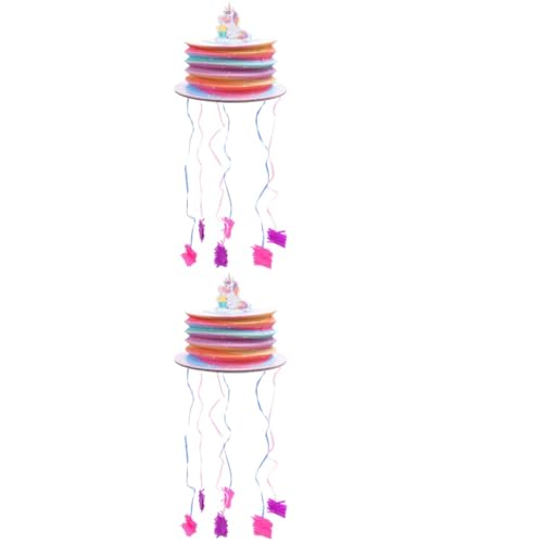 VICASKY 2 Stück Schnur Kleine Kuchen-piñatas Geburtstag Schnur-piñata-spielzeug Ziehen Piñata Herunterziehen Laternenzug-piñata Pinata Mit Tierzugschnur Kind Mini Papier Spiel Requisiten von VICASKY