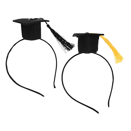 VICASKY 2 Stück Teiliges Abschluss Stirnband Schwarzfarbenen Quasten Leichtes Haarreif als Party und Fotorequisite für Abschlussfeier Cosplay und Festliche Anlässe von VICASKY
