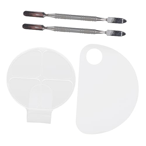 VICASKY 2 Stück Teiliges Acryl Make Up Mischpalette Set mit Spateln Transparent Handlich Leicht Praktische Kosmetikpalette mit Ergonomischem Daumengriff für Präzises Mischen und Anwendung von VICASKY