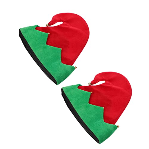 VICASKY 2 Stück Weihnachtsmütze Teiliges Elf Mütze mit Glöckchen Unisex Partyhut für Erwachsene und Festliche Weihnachtsfeier Dekoration Kuschelig Leicht von VICASKY