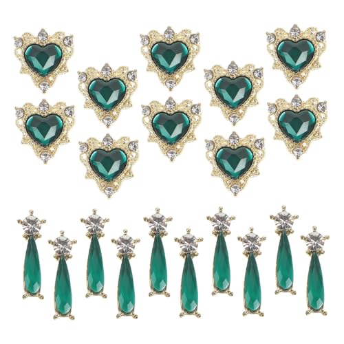 VICASKY 20 Stück Nail-art-zubehör Nagelzauber Reize Nagelkunst Nägel Nagel Charms Nagel Charme Charms Nagel Edelsteine Nagelschmuck Charms Maniküre Reiz Green Glas von VICASKY