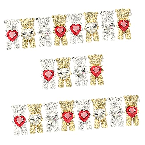 VICASKY 20Stücke Bär Nagelanhänger mit Glitzersteinen DIY Nagelkunst Zubehör für Kreative Designs Geeignet für Natürliche und Künstliche Nägel Tolles für von VICASKY