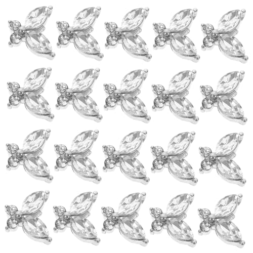 VICASKY 20Stücke Schmetterling Nagel Charms Glitzernde Nageldekoration für Kreative Maniküre für DIY und Professionelle Nagelstudios Langlebiges Design Strass von VICASKY
