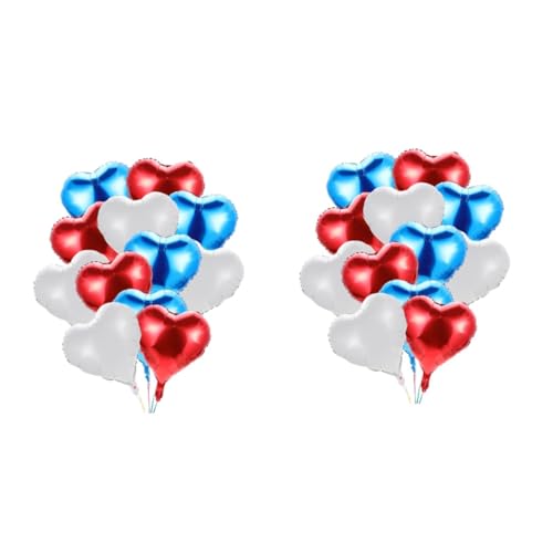 VICASKY 24 Stck. Teiliges Herz Folienballon aus Aluminiumfolie in Weiß Rot und Blau Independence Day Partydeko Langlebig Modisch als Fotohintergrund und Festliche Raumdekoration VICASKY 24 Stck. Teiliges Herz Folienballon aus Aluminiumfolie in Weiß Rot und Blau Independence Day Partydeko Langlebig Modisch als Fotohintergrund und Festliche Raumdekoration von VICASKY