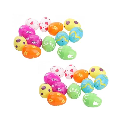 VICASKY 24 Stück Ostereier ostergeschenke osterpräsente für easter egg partytüten kindergeburtstag DIY- Osterzubehör buntes Osterei Osterei-Dekorationen Plastik von VICASKY