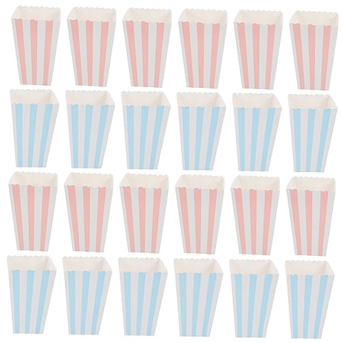 VICASKY 24 Stück Popcorn Boxen für Partys Papiertüten für Snacks Geburtstag und Filmabende Rosa und Blaue Streifen pro Farbe für Kleine Snacks und Süßigkeiten von VICASKY