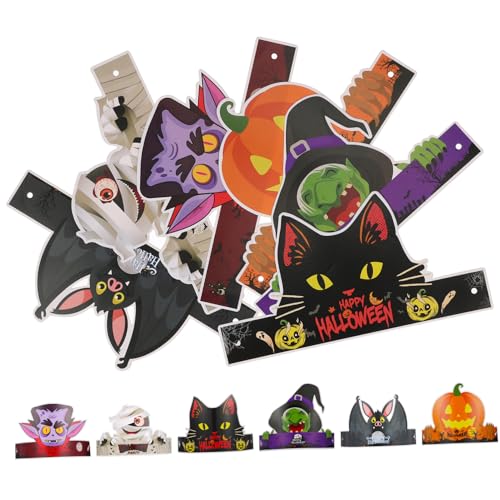 VICASKY 24 Stück Teiliges Halloween Papierhüte mit Kürbis Katze Hexe und Fledermaus Motiven Leichte und Wiederverwendbare Partyhüte für Halloween Geburtstags und Kostümpartys Geeignet für VICASKY 24 Stück Teiliges Halloween Papierhüte mit Kürbis Katze Hexe und Fledermaus Motiven Leichte und Wiederverwendbare Partyhüte für Halloween Geburtstags und Kostümpartys Geeignet für von VICASKY