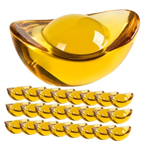 VICASKY 25 Stück Teiliges Mini Kristall Yuanbao Desktop Deko Realistische Gelbe Figur Feine Verarbeitung Flacher Boden Symbolisiert Reichtum und Glück für Wohn Arbeitsbereich VICASKY 25 Stück Teiliges Mini Kristall Yuanbao Desktop Deko Realistische Gelbe Figur Feine Verarbeitung Flacher Boden Symbolisiert Reichtum und Glück für Wohn Arbeitsbereich von VICASKY