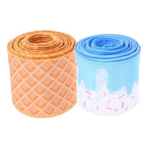 VICASKY 2Rollen Drahtkante Geschenkband Yards Eiscreme für DIY Bastelarbeiten für Hochzeitsdekoration und Partys Vielseitig Einsetzbar von VICASKY