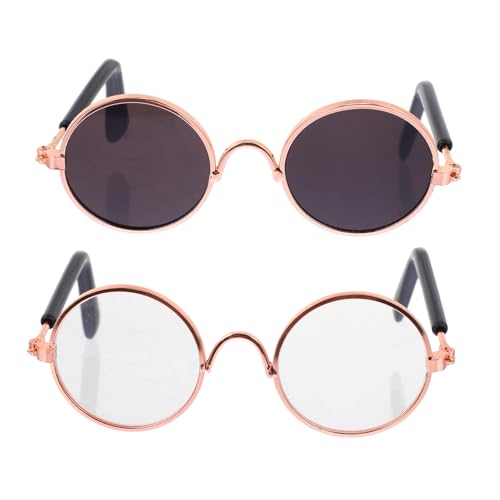 VICASKY 2St Mini-Brille kindersonnenbrille Sonnenbrille glässerset Set Brillenaccessoire Sonnenbrille aus Legierung Requisiten zum Ankleiden von Puppen Eisenlegierung von VICASKY
