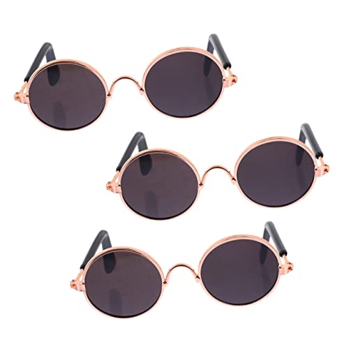 VICASKY 2St Mini-Brille tierkostüme Puppen Kleidung Puppenbrille Funky Micro Puppe Requisiten Haustier Mini- Runde Metallbrille Eisenlegierung Black von VICASKY