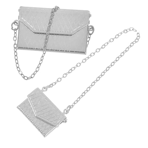 VICASKY 2Stücke Mini Dekoration Gefälschte Umhängetaschen Stilvolle Accessoires für Szenen Silberne Große und Kleine Taschen von VICASKY