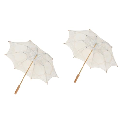 VICASKY 2st Regenschirm Aus Spitze Spitzen-Regenschirm-Requisite Dekoration Für Vintage-Sonnenschirm Aus Spitze Regenschirm Für Kinder Festschirm Hölzern Hochzeit Schirmunterstützung Braut von VICASKY
