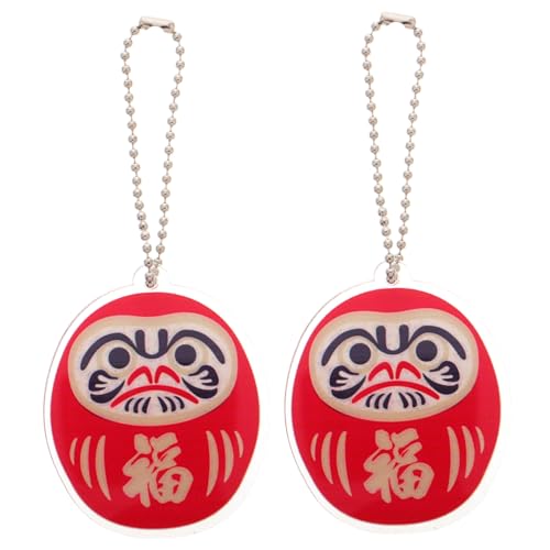 VICASKY 2stücke Schlüsselanhänger Daruma Puppe Japanischer Schlüsselanhänger Glücksbringer Anhänger Für Handtaschen Und Auto von VICASKY