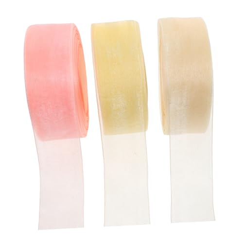 VICASKY 3 Rollen Transparente Chiffon Bänder Yards Diy Geschenkbänder für Hochzeitsdekoration Blumenarrangements und Geburtstagsgeschenke Wiederverwendbar Leicht und Vielseitig Einsetzbar von VICASKY