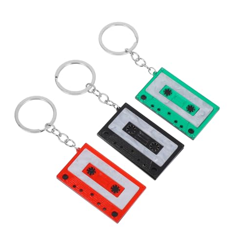 VICASKY 3 STÜCKE Retro Acryl Schlüsselanhänger Geometrisch Kassettenband Anhänger Handgefertigt Farbbeständig Vielseitig als Taschen Schlüsseldeko Jahre Party Schmuck für Frauen von VICASKY