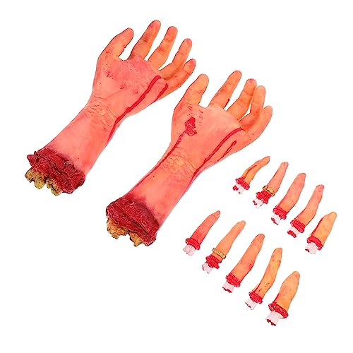 VICASKY 3 Sätze Abgetrenntes Fingerspielzeug Bluthände Gebrochene Körperteile Abschlussballdekorationen Dekorationen Für Tanzpartys Spukhaus Dekor Halloween Latexschaum Ornament von VICASKY