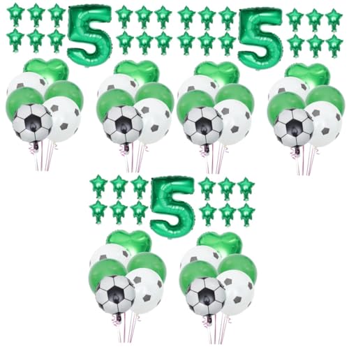 VICASKY 3 Sätze Erster Geburtstagsballon Fußball Zahlen Luftballon Pentagramm Baby Requisiten Aluminiumfolie von VICASKY