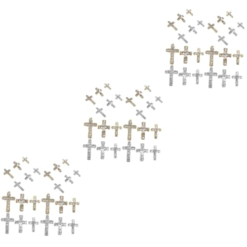 VICASKY 3 Sätze Legierungsknotenschmuck Strasssteine Strassnagelzauber Kreuz Nagel Charms Nagelkunst-anhänger Charms Für Nageldesign Kreuz Nagel Charme Zinklegierung 60 Stück * 3 von VICASKY