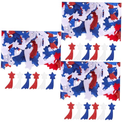VICASKY 3 Sätze Of July Tischkonfetti Sternform aus Vliesstoff Glitzer Konfetti für Unabhängigkeitstag Partydekoration Leichtes Sicheres Streudeko für Geburtstag und Jubiläum von VICASKY