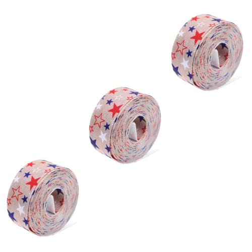 VICASKY 3 Stück Patriotisches Geschenkband mit Amerikanischer Flagge Polyesterband Langlebig Vielseitig für DIY Dekorationen Schleifen Geschenkverpackung für Unabhängigkeitstag und Feiern von VICASKY