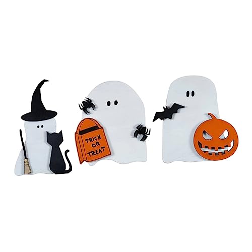 VICASKY 3 Stück Teiliges Halloween Holzdeko Gruselige Tischdekoration für Halloween Partys Innen und Außendekoration Langlebige und Ansprechende Holzverzierungen von VICASKY