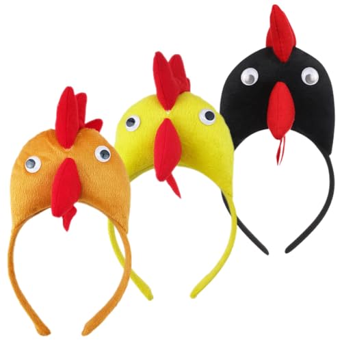 VICASKY 3 Stück Teiliges Kopfschmuck Lustige Hühner Haarreifen für Cosplay Partys Weiches und Bequemes Material als Foto Requisite und für Freunde und Familie von VICASKY