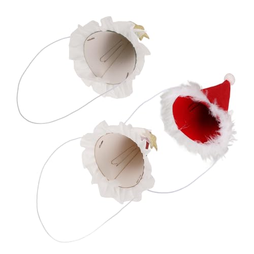 VICASKY 3 Stück Teiliges Kreative Geburtstagskegel mit Pleated Design Glänzende Rote und Grüne Weihnachtsmützen für Kleine Tiere Katzen Hunde und Kaninchen Festliche Partyhüte für von VICASKY