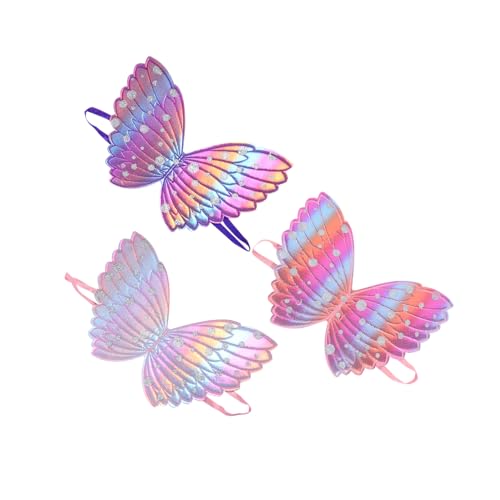 VICASKY 3 Stück Teiliges Set Engel Flügel Kostüm für Bunte Tanz und Festdeko für Maskeraden und Sommerpartys mit Leicht Tragbarem Design und Rosa von VICASKY