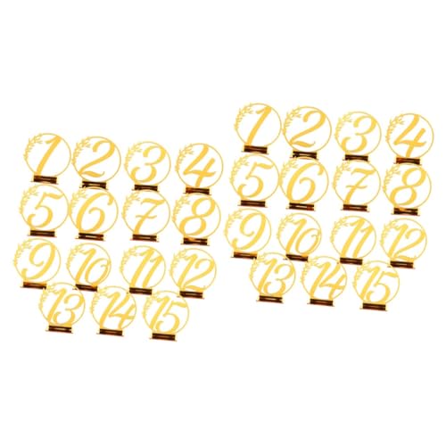 VICASKY 30 Stck. Teiliges Hochzeit Tischnummern Wiederverwendbare Leicht zu Reinigende Tischschilder mit Goldfarbenem Blattmuster Moderne Sitzplatznummern für Restaurant Feier Bankett VICASKY 30 Stck. Teiliges Hochzeit Tischnummern Wiederverwendbare Leicht zu Reinigende Tischschilder mit Goldfarbenem Blattmuster Moderne Sitzplatznummern für Restaurant Feier Bankett von VICASKY