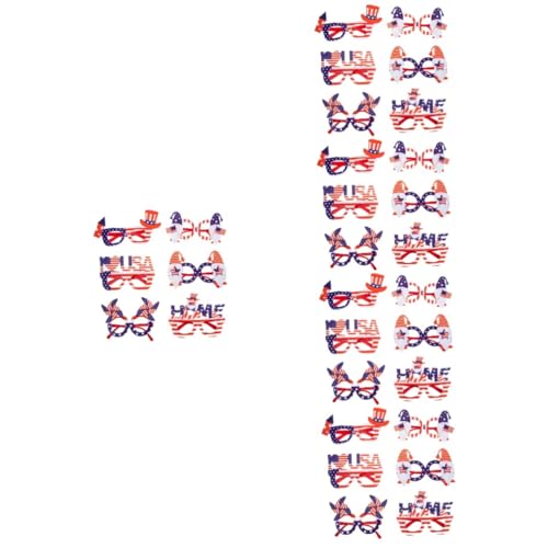 VICASKY 30 Stck. Teiliges Patriotische Partybrillen mit Einzigartigem Gartenzwerg Design Lustige Foto Requisiten für Unabhängigkeitstag Vielseitig Einsetzbar bei Feiern und von VICASKY