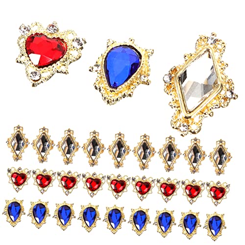 VICASKY 30 Stück Legierungs Diamanten Nagelkunst Metallisch Damen Nagel Charms Nageldekor Maniküre Süße Nagel Edelsteine Nagel Strasssteine Edelsteine ​​Für Nägel Nagelkunst von VICASKY