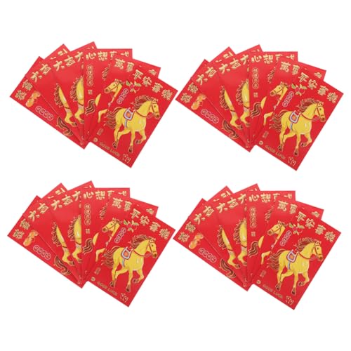 VICASKY 300 Stk. Chinesische Neujahrs Rotumschläge Strapazierfähige Papiermaterialien Kreative Pferde Muster Kindgerechte Hongbao für Frühlingsfest und Glücksgeldgeschenke von VICASKY