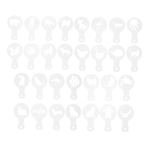VICASKY 30Stücke Wiederverwendbare Latte Schablonen Kaffeeschablonen Für Dekorative Tassen Cappuccino Milchspray Vorlagen DIY Dekoration Cartoon Designs Für Kreative Getränke von VICASKY