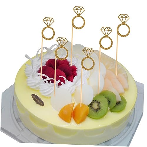 VICASKY 36St Kuchen Topper Cupcake-Dekorationen schöne Tortendeko Ringe hochzeitsdeko Kuchen einsetzen Desserteinlage Ringkuchen-Dekor Diamant Nachtisch Requisiten schmücken Hölzern von VICASKY