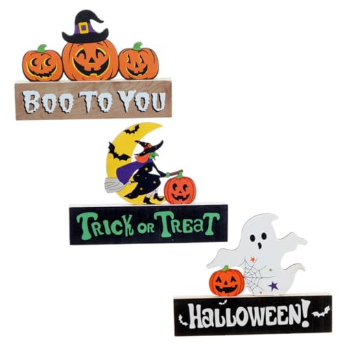 VICASKY 3Stücke Halloween Holzdekorationsset Kürbis und Hexe Tischdeko für Partys Langlebige Desktop Dekoration für Zuhause und Schule Wiederverwendbar und Charmant VICASKY 3Stücke Halloween Holzdekorationsset Kürbis und Hexe Tischdeko für Partys Langlebige Desktop Dekoration für Zuhause und Schule Wiederverwendbar und Charmant von VICASKY