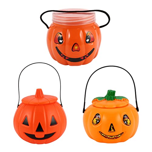 VICASKY 3Stücke Leuchtende Halloween Kürbiseimer Tragbare Deko Requisiten für Halloween Feiern Umweltfreundliche Kunststofflaternen für Süßigkeiten und VICASKY 3Stücke Leuchtende Halloween Kürbiseimer Tragbare Deko Requisiten für Halloween Feiern Umweltfreundliche Kunststofflaternen für Süßigkeiten und von VICASKY