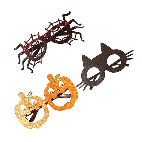 VICASKY 3Stücke Teiliges Halloween Brillen Dekoration für Partys Lustige Requisiten mit Katzen Kürbis für Erwachsene Leicht und Bequem zu Tragen von VICASKY