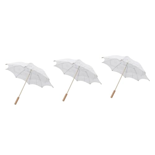 VICASKY 3st Regenschirm Aus Spitze Hochzeitsdekoration Regenschirme Für Regen Elegantes Schirmdekor Brautschleier Sonnenschirm Blütenform Hölzern Weiß Kind Dekorativer Regenschirm von VICASKY