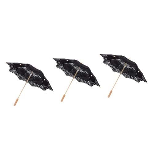 VICASKY 3st Regenschirm Aus Spitze Regenschirme Für Regen Hochzeitsdekoration Elegantes Regenschirmhandwerk Spitzenschirme Braut-Accessoire Kind Hölzern Blütenform Vintage Regenschirm von VICASKY