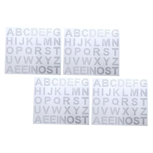 VICASKY 4 Blätter Strass Buchstaben Aufkleber Selbstklebend Diamant Buchstaben Patches zum Aufbügeln Glitzernd Sticker Kleidung Dekoration DIY Accessoire von VICASKY