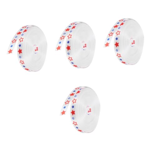 VICASKY 4 Rollen Patriotisches Geschenkband Amerikanischer Unabhängigkeitstag Deko Geschenkverpackung DIY Schleifen Bastelband Vielseitig Einsetzbar für Party Tisch Fenster Tür Dekoration von VICASKY