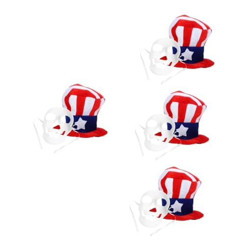 VICASKY 4 Sätze Amerikanischer Flaggenhut und Schädelmaske Leicht Tragbar Patriotisch für Unabhängigkeitstag Karneval Halloween Party Zubehör von VICASKY
